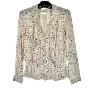 Eliot Button Up Sheer Silk Long Sleeve Top XS
